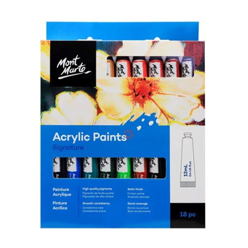 MONT MARTE PAINT SET Acrylics 18 x 12ml Colour Tube